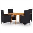 vidaXL Dining Set Table in Black/Chair in Black With Cream Cushions