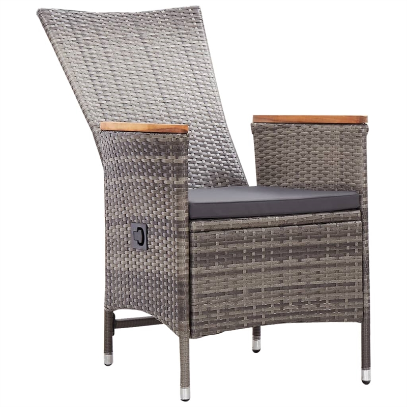 vidaXL Solid Acacia Wood Standard Adjustable Armrests Dining Set in Gray