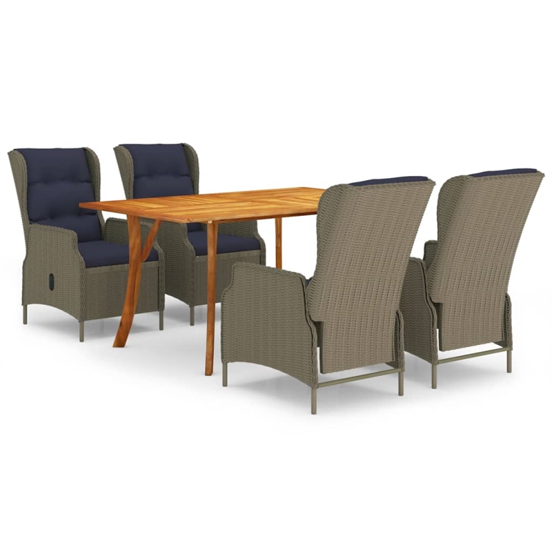 vidaXL Solid Acacia Wood Standard Dining Set in Brown