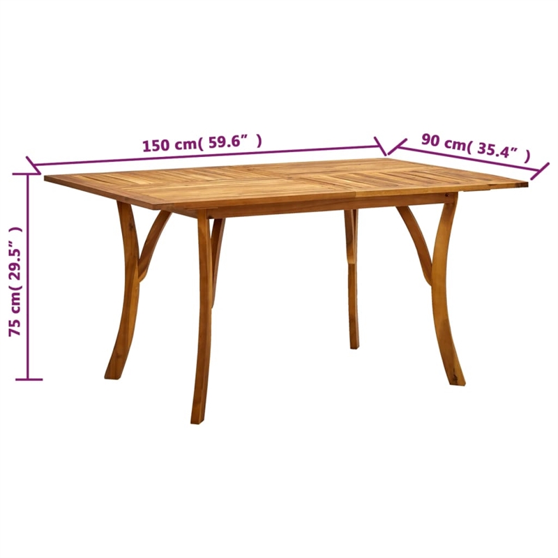 vidaXL Solid Acacia Wood Standard Dining Set in Brown