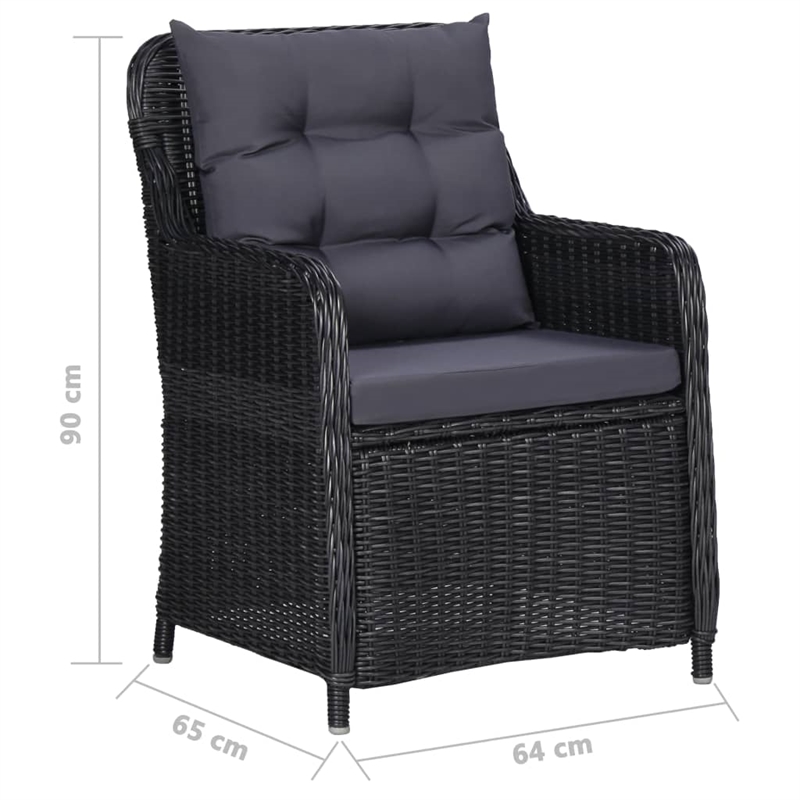vidaXL Dining Set in Black/Dark Gray