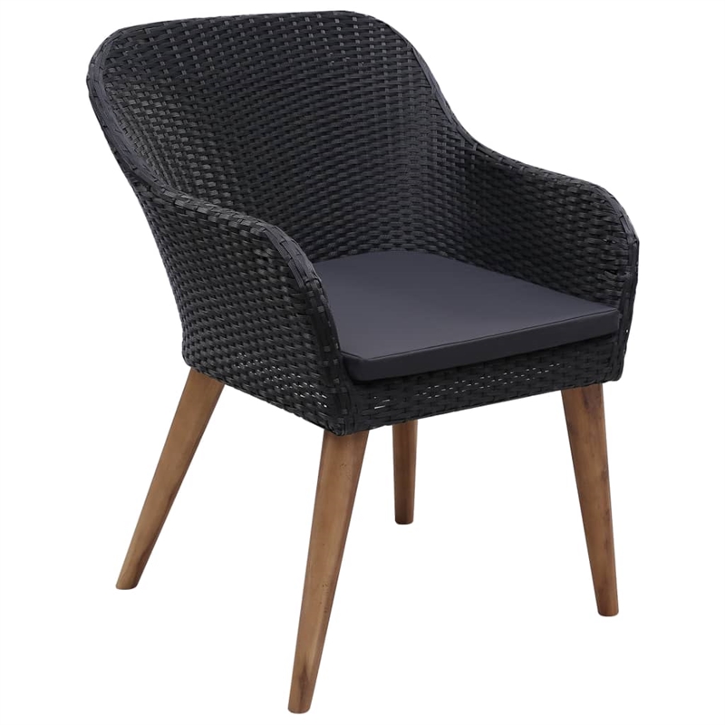 vidaXL Solid Acacia Wood Medium Tough Dining Set in Black