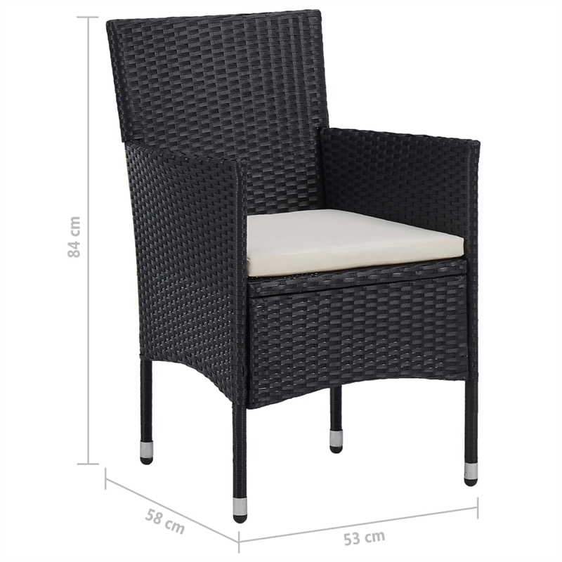 vidaXL Solid Acacia Wood 5 Piece Set Dining Set in Black