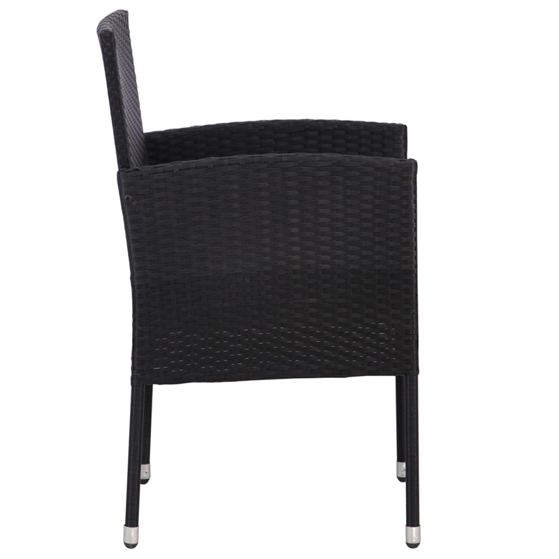 vidaXL Solid Acacia Wood Medium Dining Set in Black