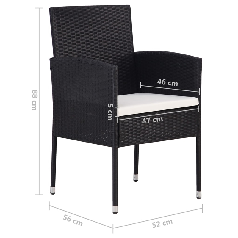 vidaXL Solid Acacia Wood Medium Dining Set in Black