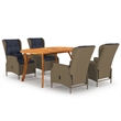 vidaXL Solid Acacia Wood Medium Dining Set in Brown