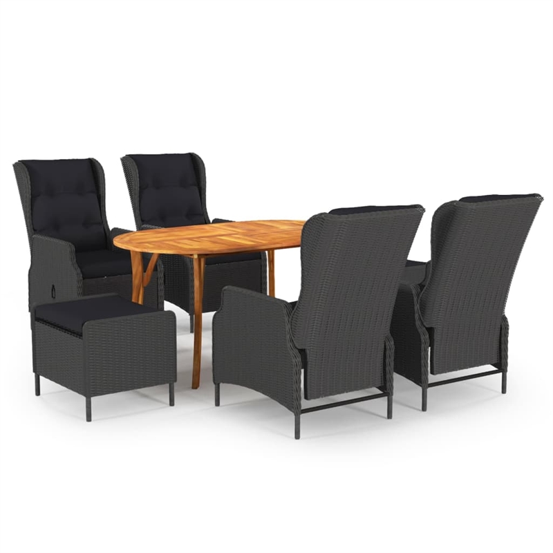 vidaXL Dining Set in Dark Gray/Black Cushions