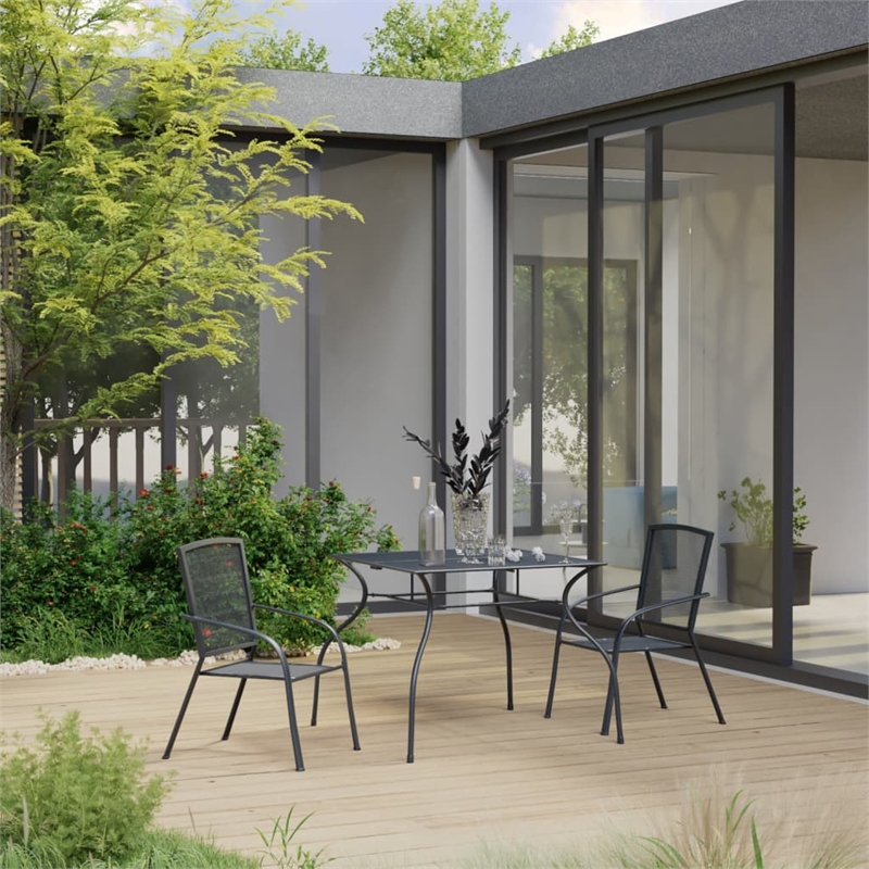 vidaXL Steel With E-Coated and Powder-Coated Dining Set in Anthracite/Gray