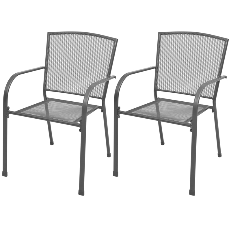 vidaXL Steel With E-Coated and Powder-Coated Dining Set in Anthracite/Gray
