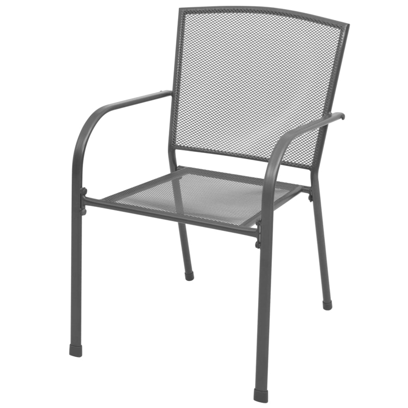 vidaXL Steel With E-Coated and Powder-Coated Dining Set in Anthracite/Gray