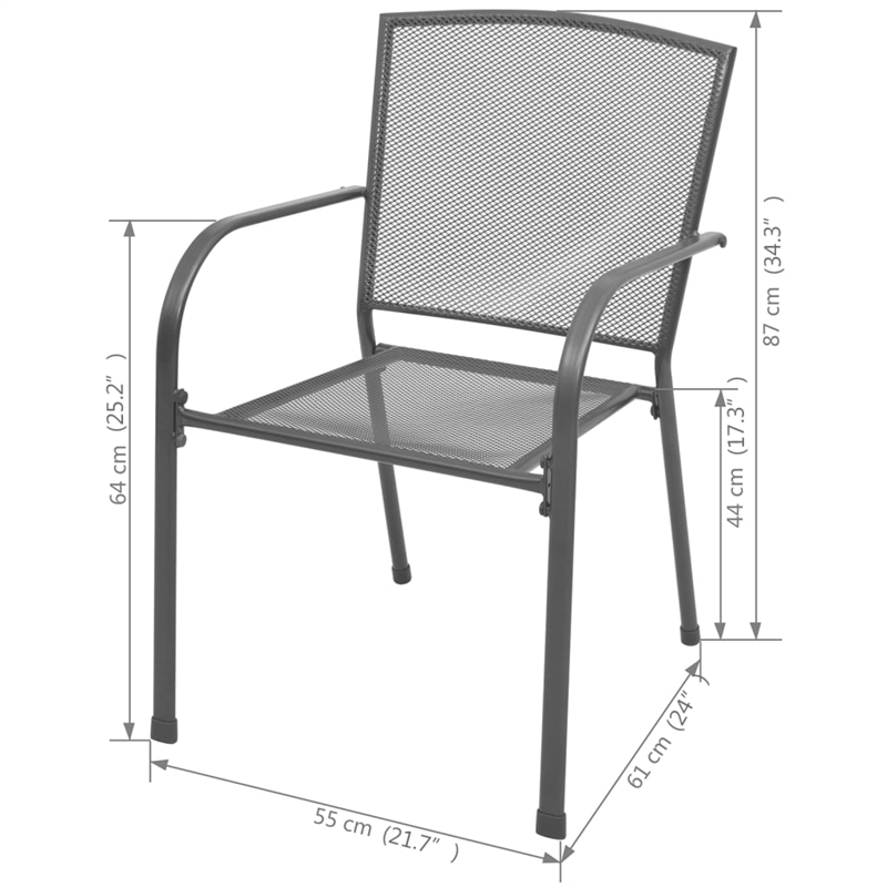 vidaXL Steel With E-Coated and Powder-Coated Dining Set in Anthracite/Gray