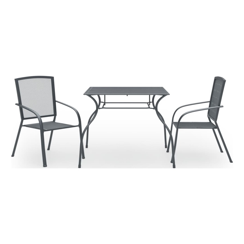 vidaXL Steel With E-Coated and Powder-Coated Dining Set in Anthracite/Gray