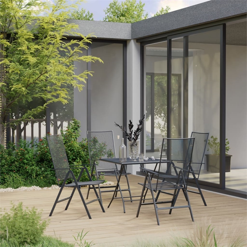 vidaXL Steel With E-Coated and Powder-Coated Dining Set in Anthracite/Gray
