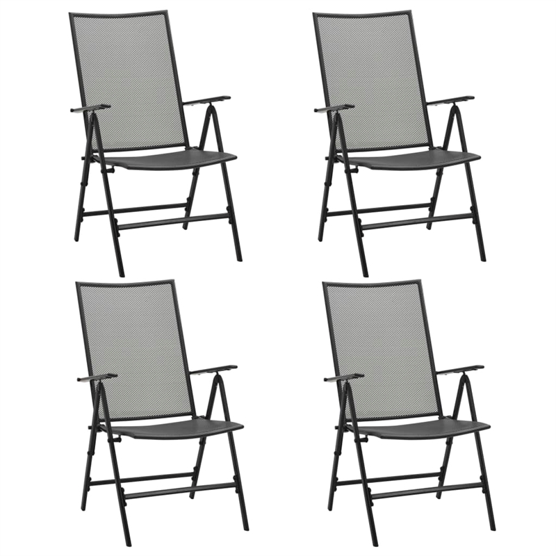 vidaXL Steel With E-Coated and Powder-Coated Dining Set in Anthracite/Gray