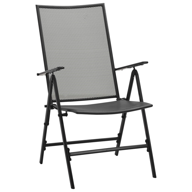 vidaXL Steel With E-Coated and Powder-Coated Dining Set in Anthracite/Gray