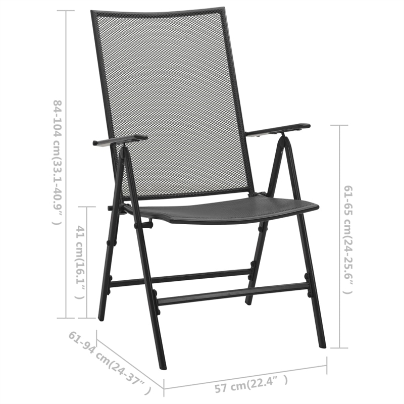 vidaXL Steel With E-Coated and Powder-Coated Dining Set in Anthracite/Gray