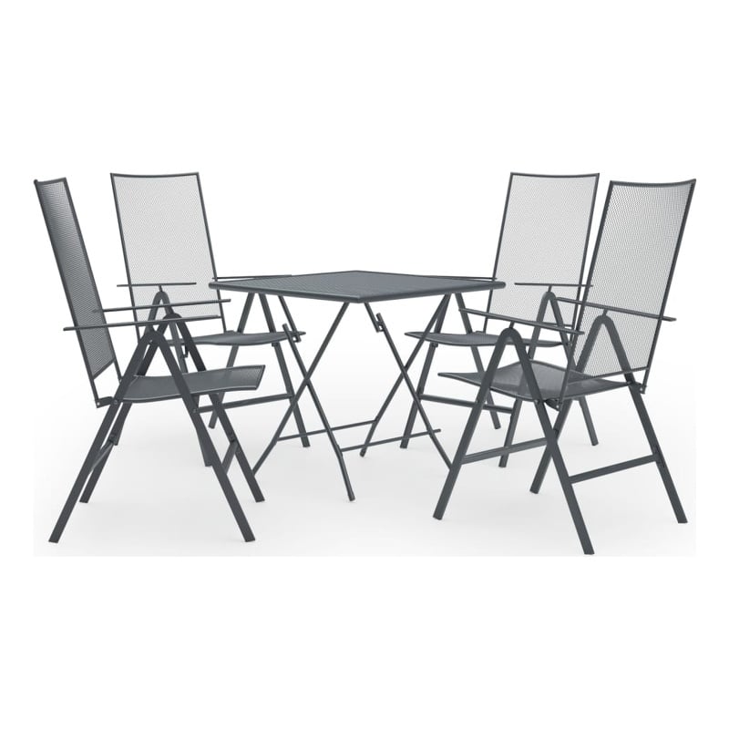 vidaXL Steel With E-Coated and Powder-Coated Dining Set in Anthracite/Gray