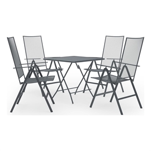 vidaXL Steel With E-Coated and Powder-Coated Dining Set in Anthracite/Gray