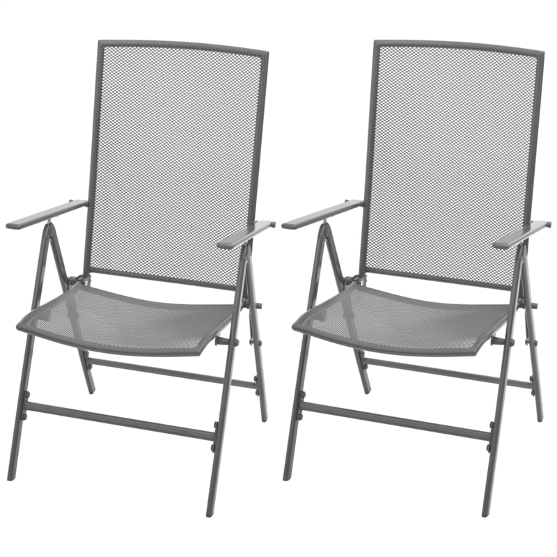 vidaXL Steel With E-Coated and Powder-Coated Dining Set in Anthracite/Gray
