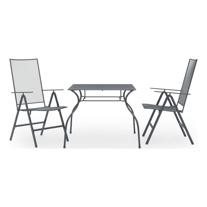 vidaXL Steel With E-Coated and Powder-Coated Dining Set in Anthracite/Gray