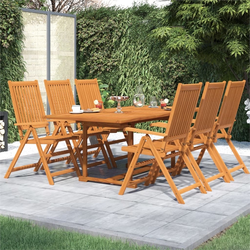 vidaXL Solid Acacia Wood Medium Foldable Garden Dining Set Natural/Brown