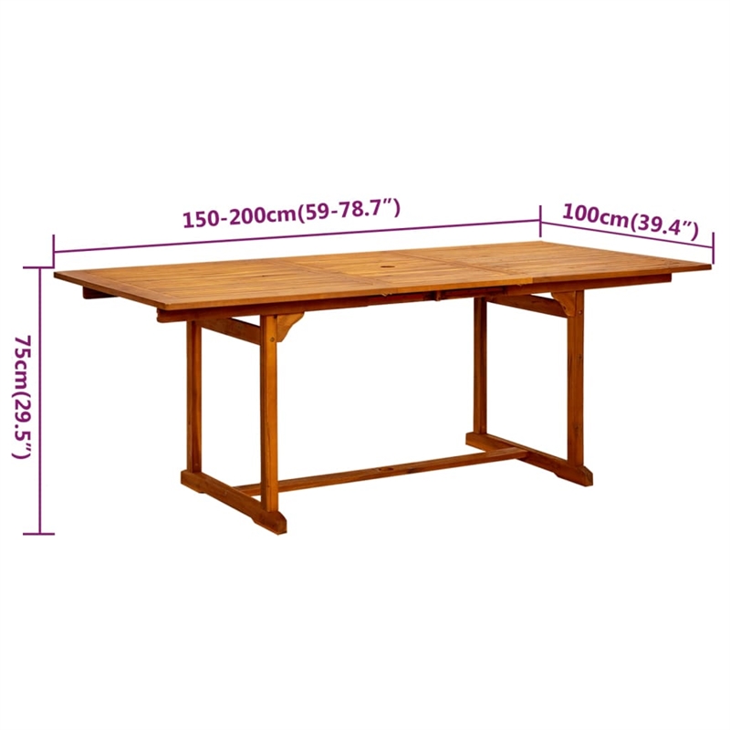 vidaXL Solid Acacia Wood Medium Foldable Garden Dining Set Natural/Brown