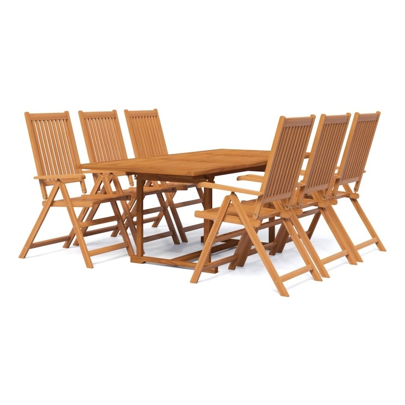 vidaXL Solid Acacia Wood Medium Foldable Garden Dining Set Natural/Brown