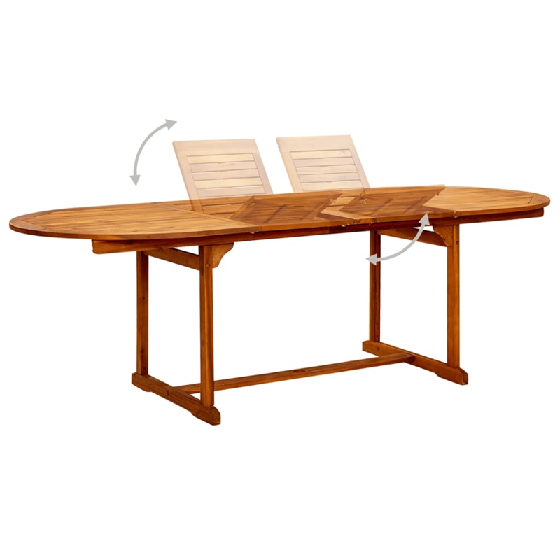 vidaXL Solid Acacia Wood Large Foldable Garden Dining Set in Brown