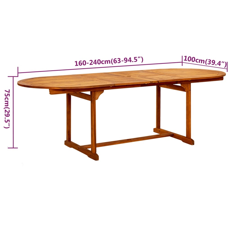 vidaXL Solid Acacia Wood Large Foldable Garden Dining Set in Brown