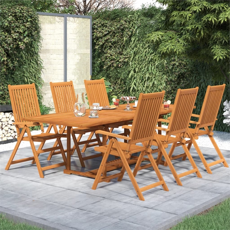 vidaXL Solid Acacia Wood Large Extendable Garden Dining Set Natural/Brown