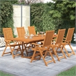 vidaXL Solid Acacia Wood Large Extendable Garden Dining Set Natural/Brown