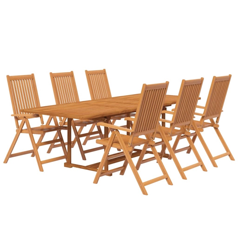 vidaXL Solid Acacia Wood Large Extendable Garden Dining Set Natural/Brown
