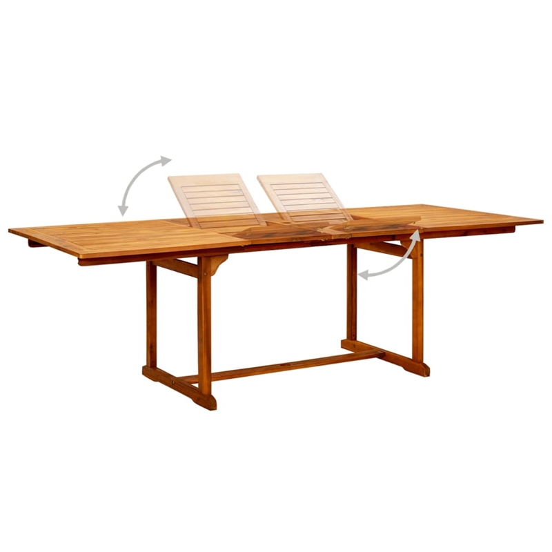 vidaXL Solid Acacia Wood Large Extendable Garden Dining Set Natural/Brown