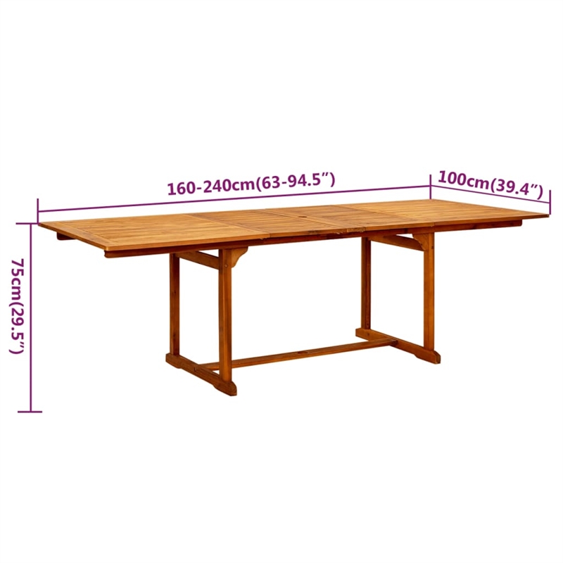 vidaXL Solid Acacia Wood Large Extendable Garden Dining Set Natural/Brown