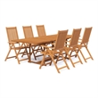 vidaXL Solid Acacia Wood Large Extendable Garden Dining Set Natural/Brown