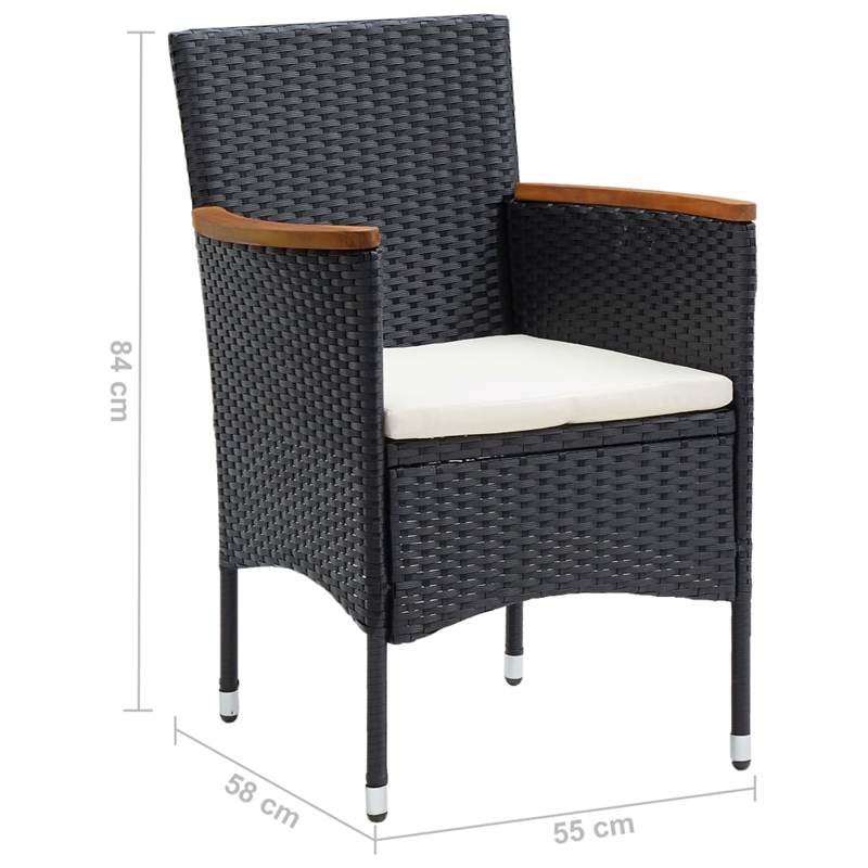 vidaXL Dining Set in Black and Cream White