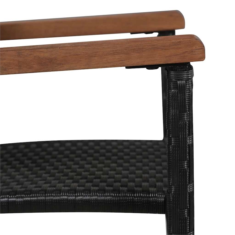 vidaXL Solid Acacia Wood Medium Durable Dining Set in Black
