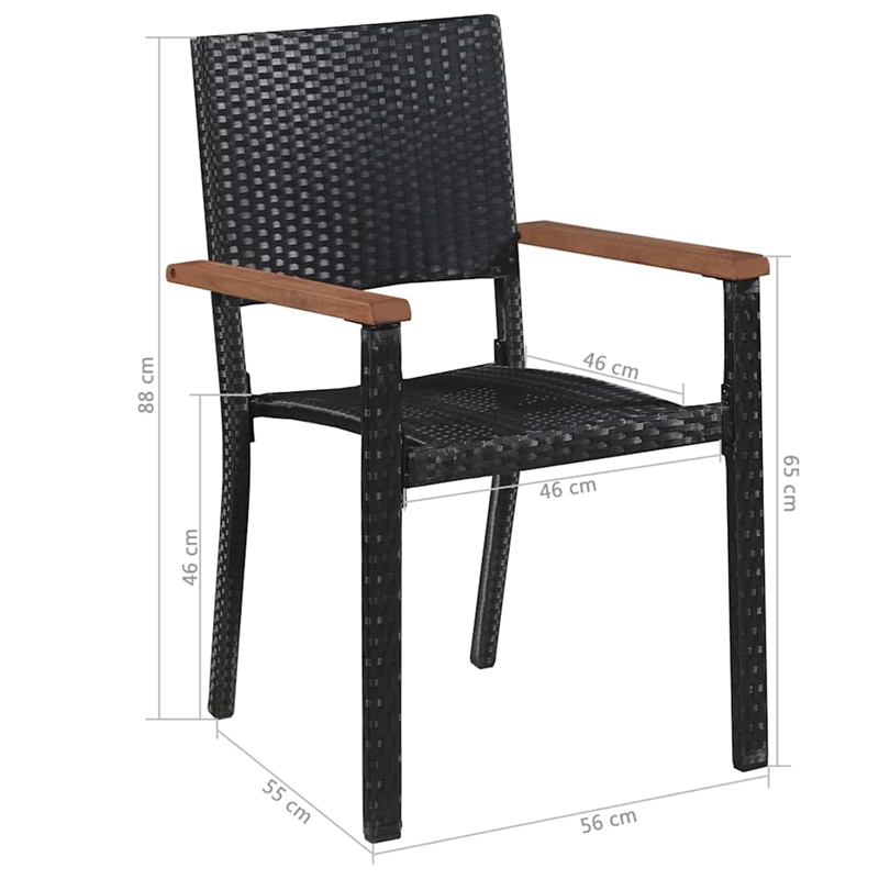 vidaXL Solid Acacia Wood Medium Durable Dining Set in Black