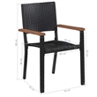 vidaXL Solid Acacia Wood Medium Durable Dining Set in Black