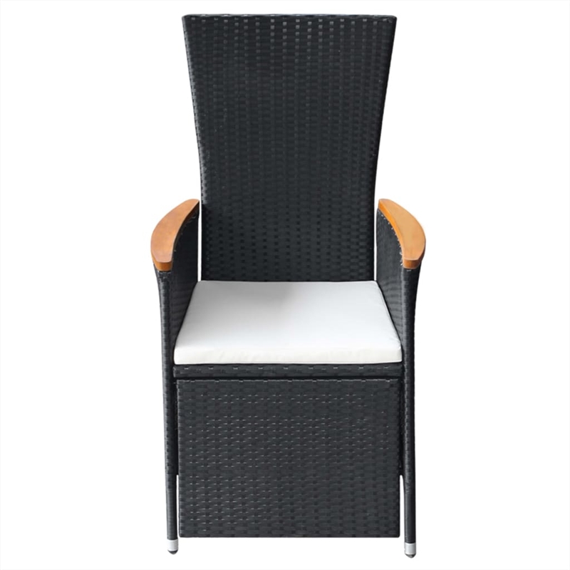 vidaXL Solid Acacia Wood Large Adjustable Armrests Dining Set in Black