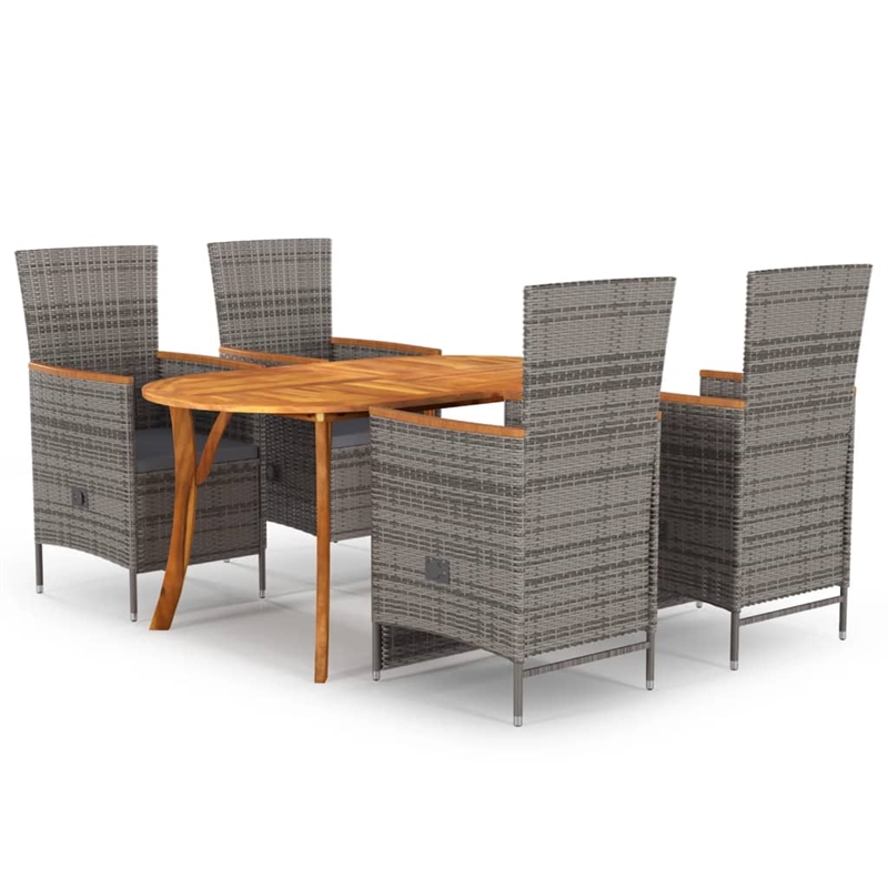vidaXL Dining Set in Gray For Chair/Dark Gray For Cushion