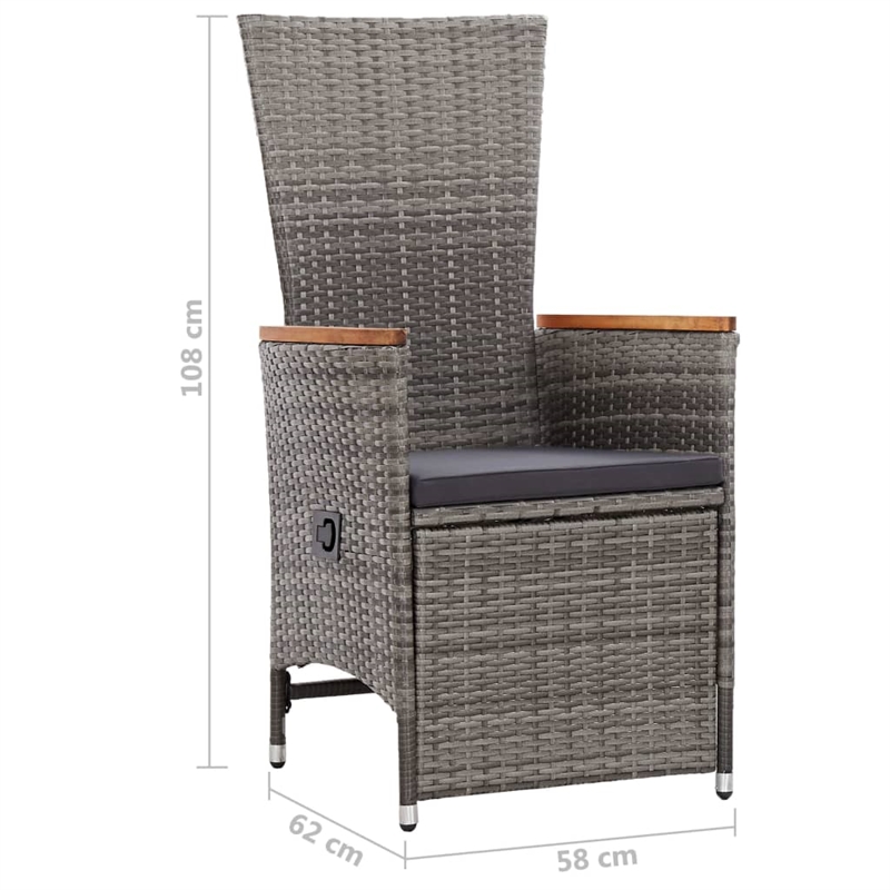 vidaXL Dining Set in Gray For Chair/Dark Gray For Cushion
