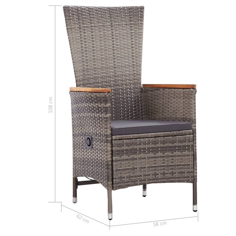 vidaXL Dining Set in Gray For Chair/Dark Gray For Cushion