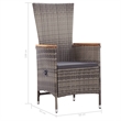 vidaXL Dining Set in Gray For Chair/Dark Gray For Cushion