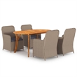 vidaXL Solid Acacia Wood Medium Durable Dining Set in Brown