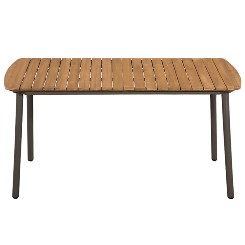 vidaXL Solid Acacia Wood Large Dining Set in Gray/Natural