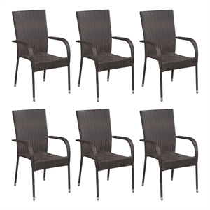 vidaXL Solid Acacia Wood Large Stackable Dining Set in Brown