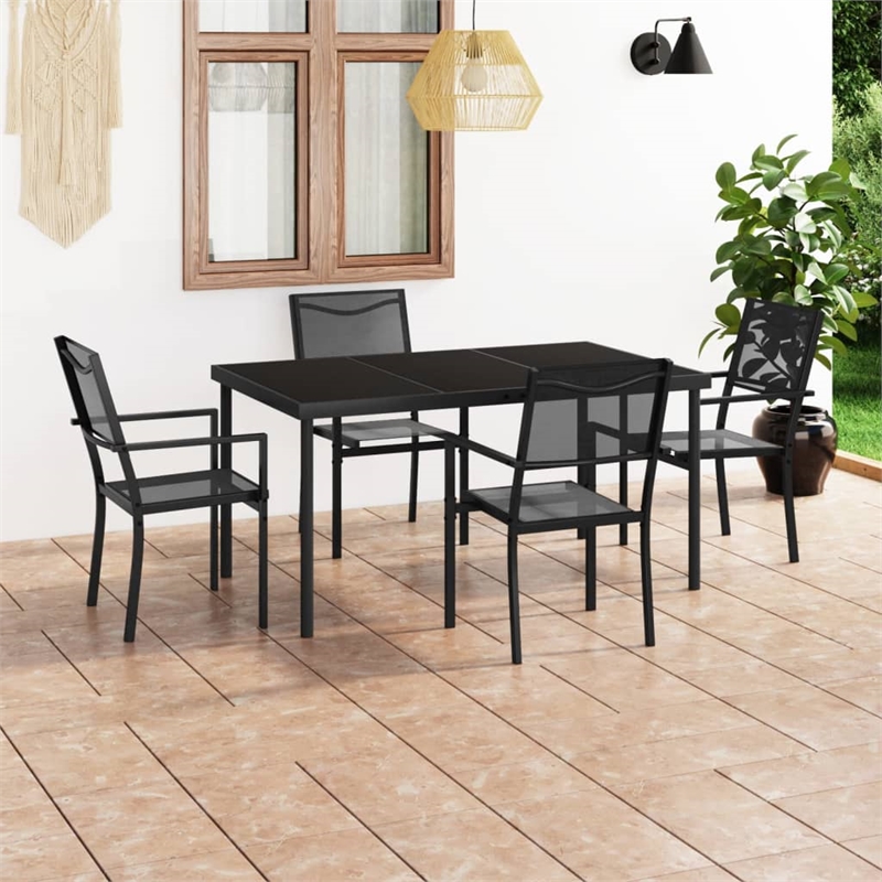 vidaXL Outdoor Dining Set in Black and Anthracite/Gray