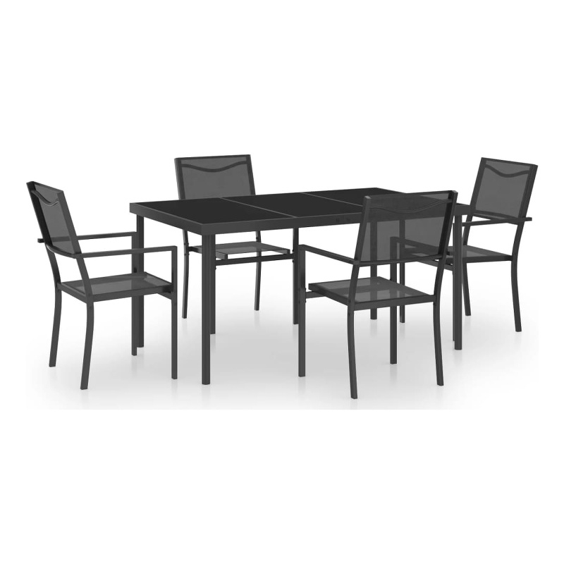 vidaXL Outdoor Dining Set in Black and Anthracite/Gray
