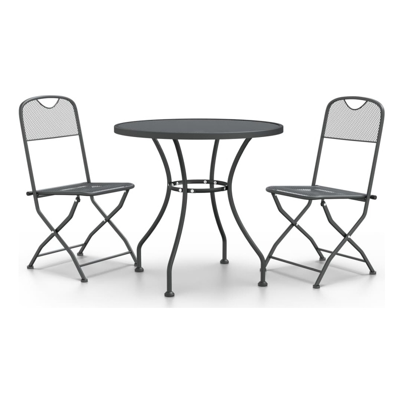 vidaXL Expanded Metal Mesh With E-Coating Garden Dining Set in Anthracite/Gray